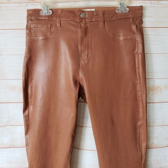 L'Agence Margot Skinny High-Rise Stretchy Cropped Jeans in Coated Java Size 32 - Picture 7 of 10